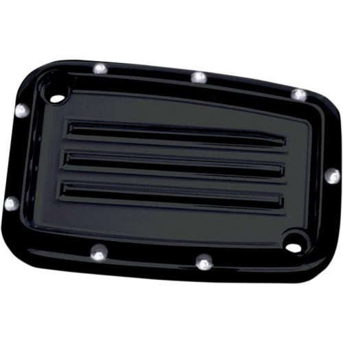 PartzBiz HD: 4420323-Covingtons Customs ฝาครอบแม่ปั๊มเบรกหน้าบุ๋มสีดำ Harley 17-18 | C1176-B