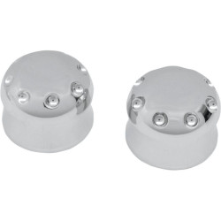 PartzBiz HD DS02140240 - Covingtons Customs Chrome Dimpled Front Axle Caps Harley 07-17 Softail FLH FXDWG | C0010-C PartzBiz HD DS02140240 - Covingtons Customs Chrome Dimpled Front Axle Caps Harley 07-17 Softail FLH FXDWG | C0010-C