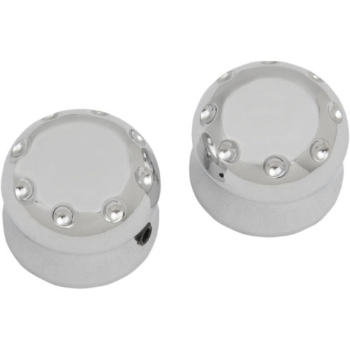 PartzBiz HD: 4420294-Covingtons Customs Chrome Dimpled Front Axle Caps Harley Softail FLH FXDWG XL | C0011-C