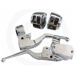 PartzBiz HD 627707 - ชุดสวิตช์ควบคุมแฮนด์มือจับ Chrome แบบกำหนดเองสำหรับ Harley XL 07-13 | 627707