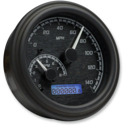 PartzBiz HD DS22120506 - Dakota Digital Black/Gray & Black MVX FatBob Analog Digital 4 1/2 Gauge Harley | MVX-2004-KG-K