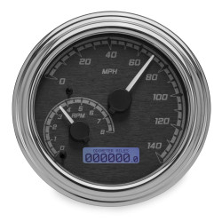 PartzBiz HD DS22120578 - Dakota Digital Black/Gray & Chrome MVX Analog Gauge Speedo Tach Harley 11-17 | MVX-2011-KG-C