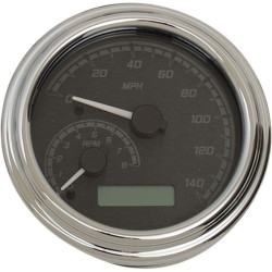 PartzBiz HD DS22100379 - Dakota Digital Black/Gray & Chrome MVX Analog Gauge Speedo Tach Harley 96-03 | MVX-2002-KG-C