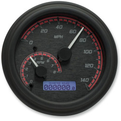 PartzBiz HD TR211639 - Dakota Digital Black/Red & Black MVX Analog Gauge Speedo Tach Harley 96-03 | MVX-2002-KR-K