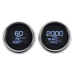 PartzBiz HD DS22120747 - Dakota Digital Chrome MLX-8696 Plug-In 6 LED Gauge Cluster Harley FLH/T 96-03