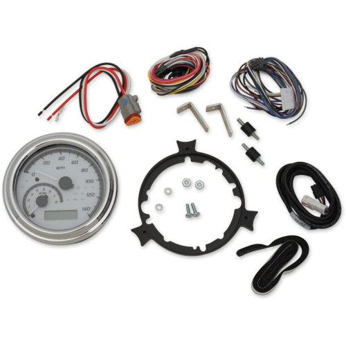 PartzBiz HD: 4418934-Dakota Digital White/Gray & Chrome MVX Analog Gauge Speedo Tach Harley 96-03 | MVX-2002-WG-C