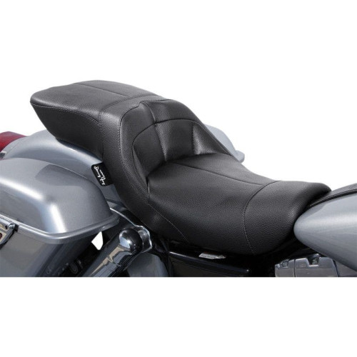 PartzBiz HD: 4418894-Danny Gray Black Vinyl TourIST 2-Up Air Touring Seat for Harley Dyna 06-16 Model | FA-DGE-0316