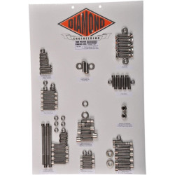 PartzBiz HD DS24011144 - Diamond Engineering DE6077HP Stainless Steel Engine Bolt Kit Harley FLH/T M8 best new upgrade replacement touring bagger dresser transmission drivetrain hardware fasteners