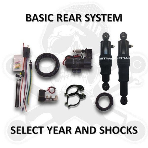 PartzBiz HD: 4418709-Dirty Air Rear Basic Bagger Air Ride ชุดโช๊คหลังช่วงล่าง Harley FLH 00-20
