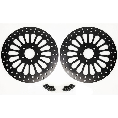 PartzBiz HD: 4418665-DNA Black Super Spoke Dual Front 11.5 ดิสก์โรเตอร์ Harley Touring FLH/T PartzBiz HD: 4418665-DNA Black Super Spoke Dual Front 11.5 ดิสก์โรเตอร์ Harley Touring FLH/T