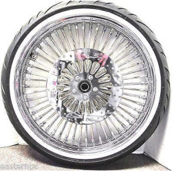 PartzBiz HD MS21580636 / MS16341436 - DNA Chrome Mammoth 21" 16" 52 Fat Spoke Wheel White Wall Tire Package Harley FLST 00-07 PartzBiz HD MS21580636 / MS16341436 - DNA Chrome Mammoth 21" 16" 52 Fat Spoke Wheel White Wall Tire Package Harley FLST 00-07