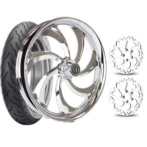 PartzBiz HD: 4418581-DNA Chrome Storm 21" Front Wheel Tire Dual Rotors Package 09-21 Harley FLH PartzBiz HD: 4418581-DNA Chrome Storm 21" Front Wheel Tire Dual Rotors Package 09-21 Harley FLH