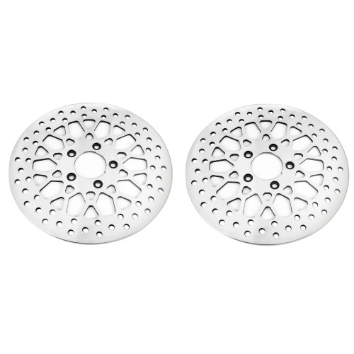 PartzBiz HD: 4418514-DNA High Polished Mesh Dual Front 11.5 Disc Rotors Harley Touring 00-07 (คู่) | M-RT-2162