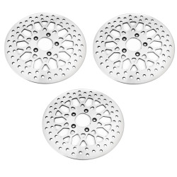 PartzBiz HD M-RT-2160 (x2) / M-RT-2162 EP-13274 X2 & EP-13330 - DNA High Polished Mesh Dual Front & Rear 11.5 Disc Rotors สำหรับ Harley Touring 00-07 | M-RT-2162 PartzBiz HD M-RT-2160 (x2) / M-RT-2162 EP-13274 X2 & EP-13330 - DNA High Polished Mesh Dual Front & Rear 11.5 Disc Rotors สำหรับ Harley Touring 00-07 | M-RT-2162