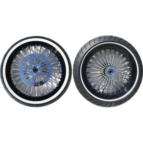 PartzBiz HD: 4418519-DNA Mammoth 52 Spoke Black Rim Hub Wheel Package Set Tires Harley 09-22 PartzBiz HD: 4418519-DNA Mammoth 52 Spoke Black Rim Hub Wheel Package Set Tires Harley 09-22