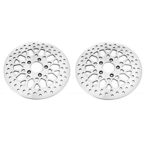 PartzBiz HD: 4418523-DNA Mesh Polished Dual Front 11.8 Disc Rotors Harley Touring 08-13 (Pair) | M-RT-1160 PartzBiz HD: 4418523-DNA Mesh Polished Dual Front 11.8 Disc Rotors Harley Touring 08-13 (Pair) | M-RT-1160