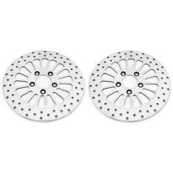 PartzBiz HD M-RT-2100 x2 / M-RT-2102 / EP-13274 x2 / EP-13330 - DNA Polished Super Spoke Dual Front & Rear 11.5 ดิสก์โรเตอร์ Harley Touring 00-07 | M-RT-2100