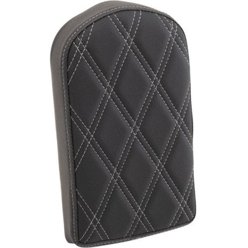 PartzBiz HD: 4418360-Drag 10" Sissy Bar Pad Silver Double Diamond Vinyl Harley & Custom 0822-0441