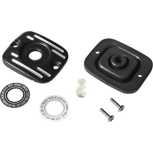 PartzBiz HD: 4418271-Drag Black Front Brake Master Cylinder Cover with Gasket Harley Big Twin 05-17