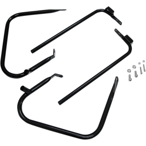 PartzBiz HD: 4418222-Drag Black Saddlebags Guards Support Kit OE Harley Touring FLT 97-08