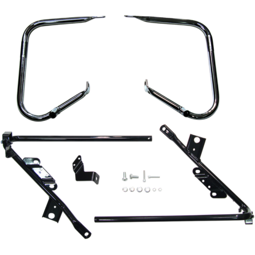 PartzBiz HD: 4418224-Drag Black Saddlebags Guards Support Kit OE Repl 4928209B Harley Touring 09-13