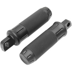 PartzBiz HD DS16201334 - Drag Black Stealth Billet Custom Male Mount Footpegs Foot Pegs w/ Rubber Pair Harley 