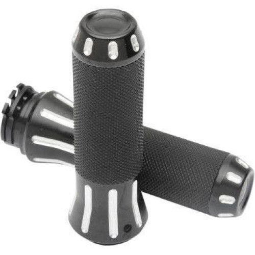 PartzBiz HD: 4418172-Drag Specialties Rubber-Covered Black Clear Cut Grips Harley Throttle by Wire | 0630-1612 PartzBiz HD: 4418172-Drag Specialties Rubber-Covered Black Clear Cut Grips Harley Throttle by Wire | 0630-1612