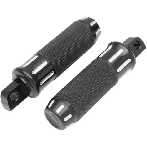 PartzBiz HD: 4418175-Drag Black w/ Cuts Billet Custom Male Mount Footpegs Foot Pegs w/ Rubber Pair Harley PartzBiz HD: 4418175-Drag Black w/ Cuts Billet Custom Male Mount Footpegs Foot Pegs w/ Rubber Pair Harley