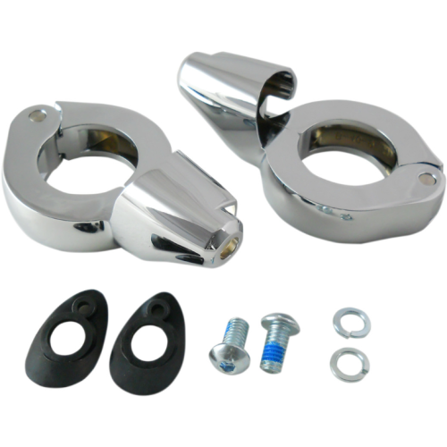 PartzBiz HD: 4418150-Drag Chrome 39mm Fork Turn Signal Clamp Mounts Harley & Metric Custom
