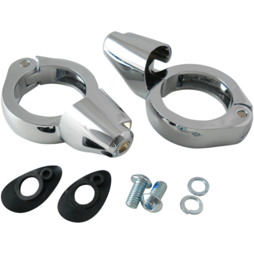 PartzBiz HD: 4418129-Drag Chrome 41mm Fork Turn Signal Clamp Mounts Harley & Metric Custom