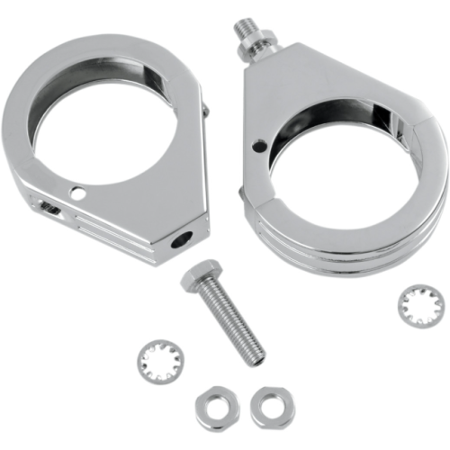 PartzBiz HD: 4418130-Drag Chrome 49mm Smooth Fork Turn Signal Clamp Mounts Harley & Metric Custom
