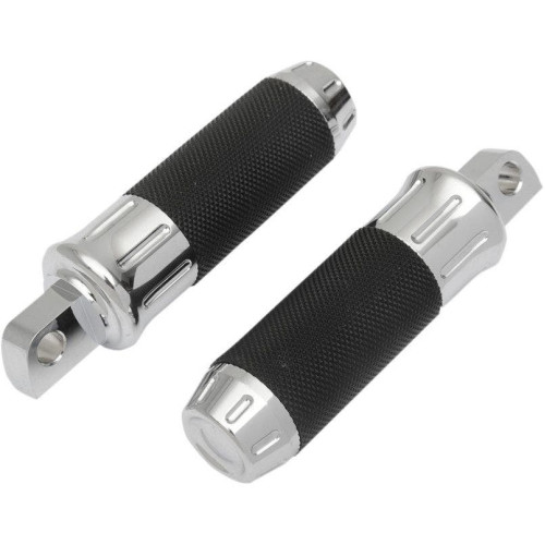 PartzBiz HD: 4418137-Drag Chrome Billet Custom Male Mount Footpegs Foot Pegs w/ Rubber Pair Harley 