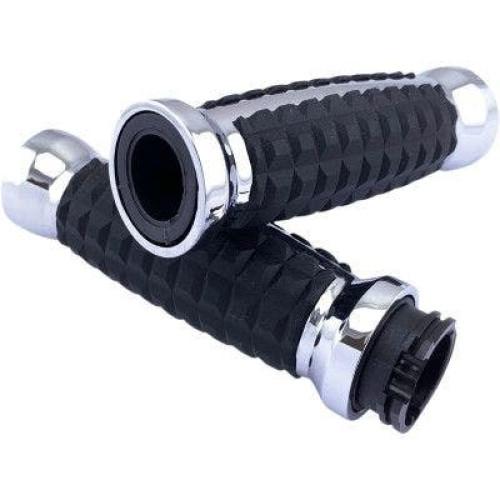 PartzBiz HD: 4418108-Drag Chrome Grenade Aluminum Soft Rubber 1" Hand Grips Harley 82-20 Cable Throttle 0630-2639 PartzBiz HD: 4418108-Drag Chrome Grenade Aluminum Soft Rubber 1" Hand Grips Harley 82-20 Cable Throttle 0630-2639
