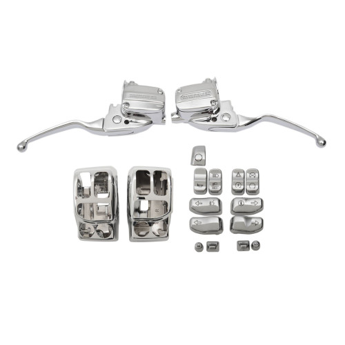 PartzBiz HD: 4418110-ลาก Chrome Hand Control Kit w/สวิตช์ตัวเรือนและหมวก 17-18 Harley FLHT/X M8 0610-1952 / 0616-0231 / 0610-0807 PartzBiz HD: 4418110-ลาก Chrome Hand Control Kit w/สวิตช์ตัวเรือนและหมวก 17-18 Harley FLHT/X M8 0610-1952 / 0616-0231 / 0610-0807