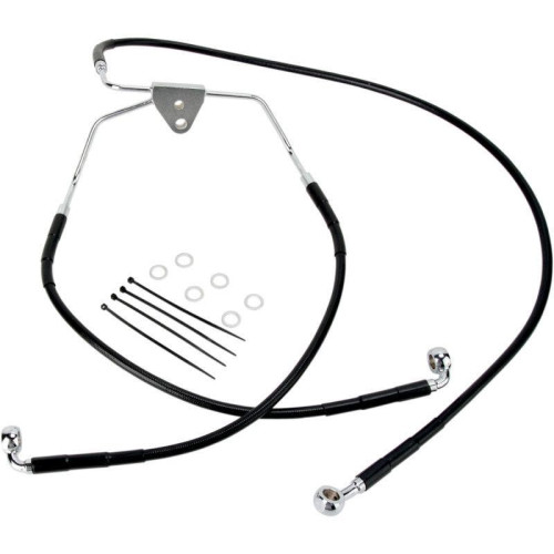 PartzBiz HD: 4417964-ลากด้านหน้าขยาย +2 สายเบรคไวนิลสีดำสำหรับ Harley 96-07 FLHT/FLHX | พ.ศ. 2284-2515