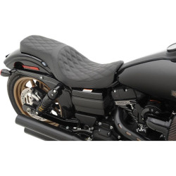 PartzBiz HD DS08030541 - Drag Predator 2-up Double Diamond Stitched Seat for Harley Dyna FXD 06-17 | 0803-0541