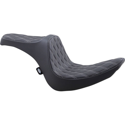 PartzBiz HD: 4417869-Drag Predator III 2-Up Double Diamond Vinyl Seat Silver Stitch Harley Softail 06-17 PartzBiz HD: 4417869-Drag Predator III 2-Up Double Diamond Vinyl Seat Silver Stitch Harley Softail 06-17