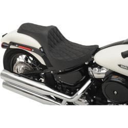 PartzBiz HD DS08021145 - Drag Specialties 0802-1145 Black Double Diamond Predator 3 Seat 18-23 Harley-Davidson FL Softail heritage classic slim deluxe bike saddle upgrade replacement  