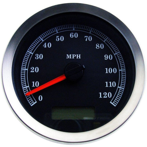 PartzBiz HD: 4417562-Drag Specialties Black 4" Electronic Speedometer Gauge 04-13 Harley-Davidson FLH/T FX XL softail dyna touring programmable speed odometer upgrade replacement