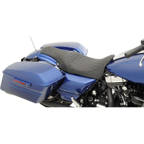 PartzBiz HD: 4417579-Drag Specialties Black Diamond Stitch Caballero 2-up Seat for Halrey FLH/T 08-17 | 0801-1003