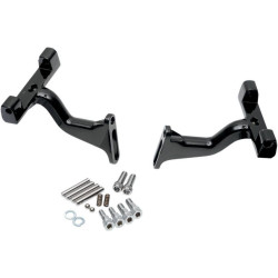 PartzBiz HD DS16210395 - Drag Specialties Black Raised Passenger Floorboard Mounts 50789-99B Harley 93-14 - 16210395