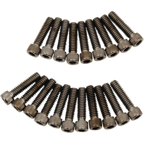PartzBiz HD: 4417528-Drag Specialties Black Chrome-Plated Rocker Cover Bolt Replacement Kit Knurled Head 17-19 Harley Davidson Milwaukee Eight M8 M-Eight Touring Softail Hardware Bolts Nuts Washers Engine