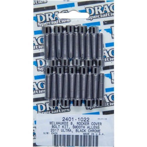 PartzBiz HD: 4417529-Drag Specialties Black Chrome-Plated Rocker Cover Bolt Replacement Kit Smooth Head 17-19 Harley Davidson Milwaukee Eight M8 M-Eight Touring Softail Hardware Bolts Nuts Washers Engine