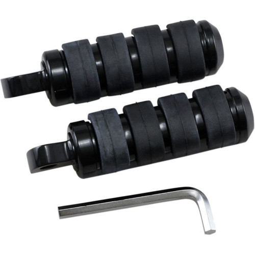 PartzBiz HD: 4417532-Drag Small Black Rubber Soft-Ride Male Mount Motorcycle Foot Pegs Pair
