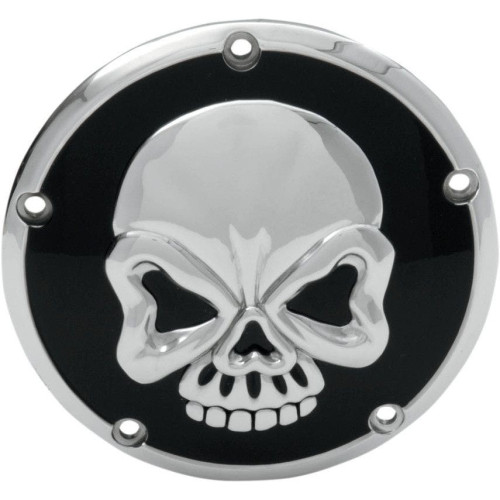 PartzBiz HD: 4417483-Drag Specialties Black /w Chrome Skull Cast Derby Cover Harley Twin Cam 99-16 | 1107-0327 PartzBiz HD: 4417483-Drag Specialties Black /w Chrome Skull Cast Derby Cover Harley Twin Cam 99-16 | 1107-0327