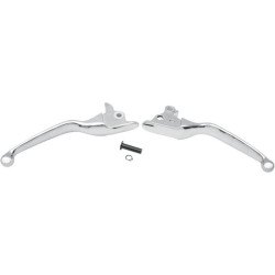 PartzBiz HD DS06100185 - Drag Chrome Wide Blade Clutch Hand Brake Levers 08-13 Harley Touring FLH/T | 0610-0185