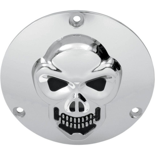 PartzBiz HD: 4417456-Drag Specialties Chrome 3 Hole 3-D Skull Derby Cover Harley Big Twin 70-98 | 1902-0062 PartzBiz HD: 4417456-Drag Specialties Chrome 3 Hole 3-D Skull Derby Cover Harley Big Twin 70-98 | 1902-0062