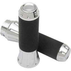 PartzBiz HD DS06301610 - Drag Specialties Rubber-Covered Chrome Hand Grips for Harley Throttle by Wire | 0630-1610 PartzBiz HD DS06301610 - Drag Specialties Rubber-Covered Chrome Hand Grips for Harley Throttle by Wire | 0630-1610