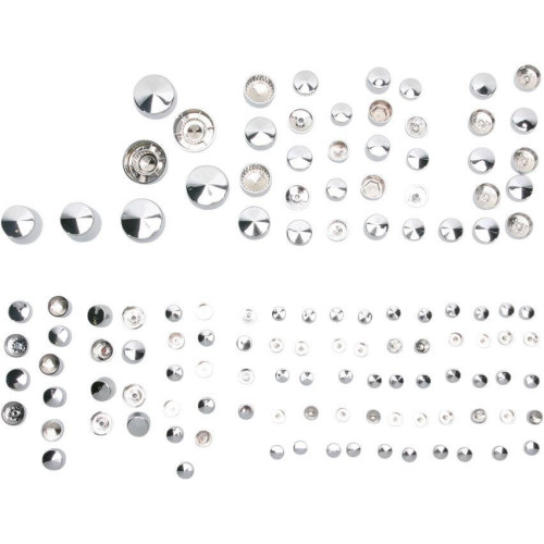 PartzBiz HD: 4417444-Drag Chrome Deluxe Engine Trans Primary Bolt Cover Kit Harley Softail FXST FLST 09-17 | 2401-0692