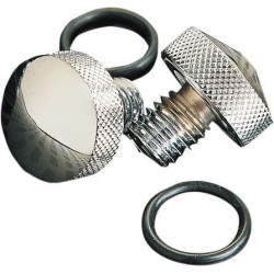PartzBiz HD DSDS490046 - Drag Specialties Chrome Knurled Frame Bolt Kit for Softail Seats 84-07 Rear hardware best for repair replacement oem fxst fxvv flst